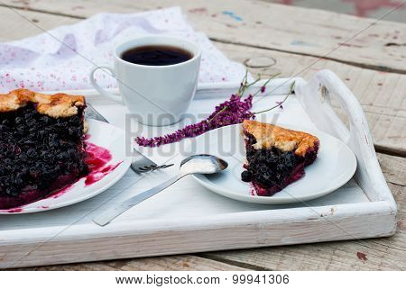Biscuit With Black Currants And A Cup Of Coffee