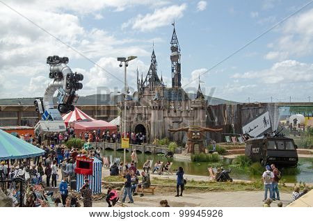 Dismaland Castle And Crowds