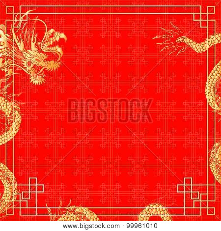 Template Red Background With Dragon 2