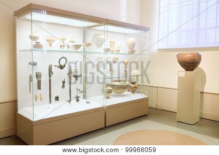 MOSCOW, RUSSIA  -  APRIL 08, 2015: Pushkin Museum - one of the largest and most significant Russian museums of European and world art. Objects from the excavations Panticapaeum . 