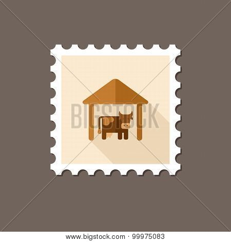 Cowshed Flat Stamp With Long Shadow