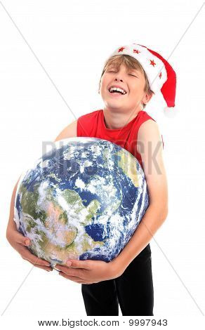 Noel Çocuk sarılma Planet Earth