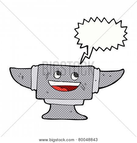 cartoon blacksmith anvil with speech bubble