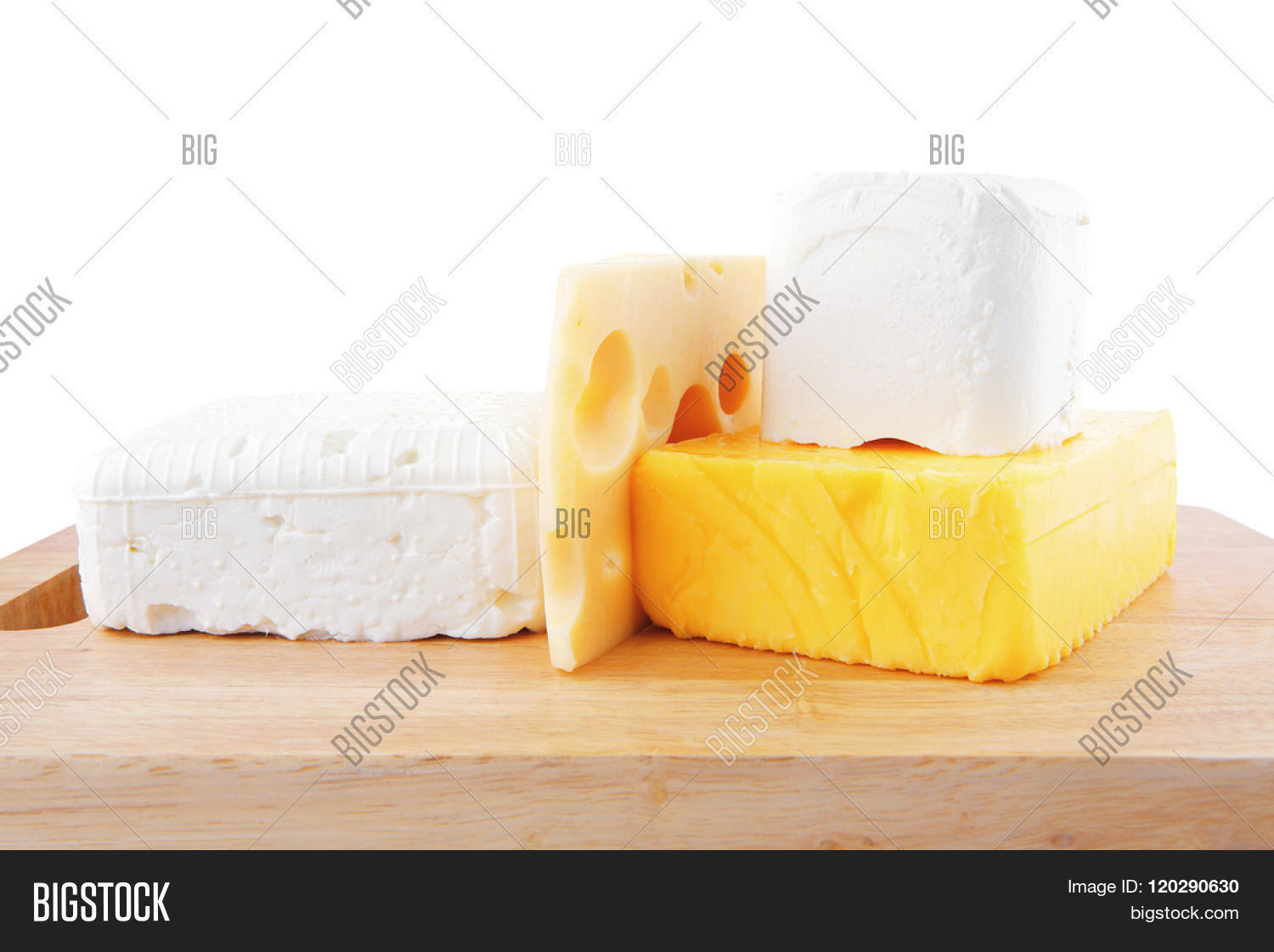 image of different types of cheeses on woode