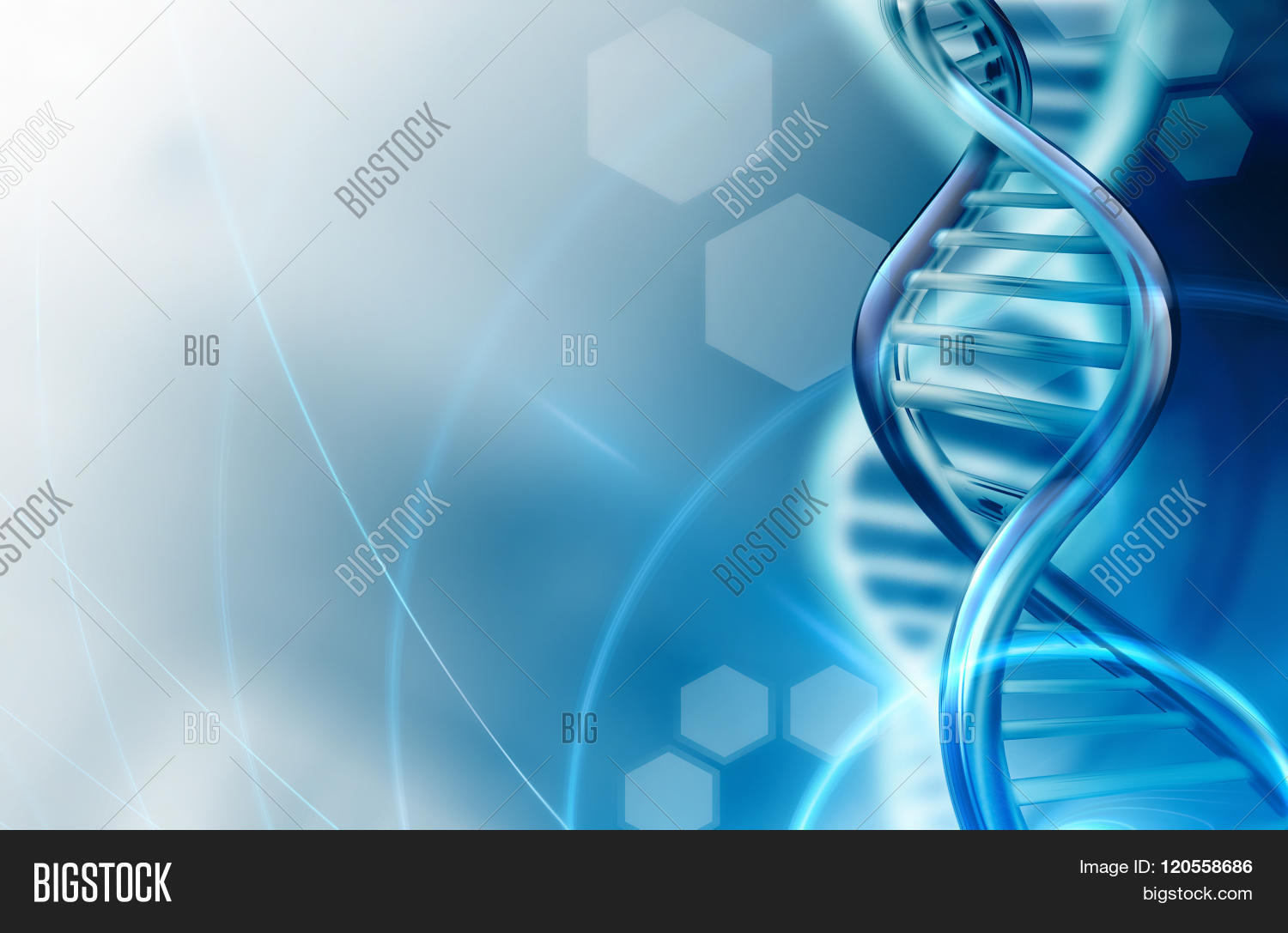 blue abstract science background with dna strands