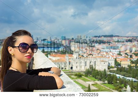 young beautiful women on the rooftop