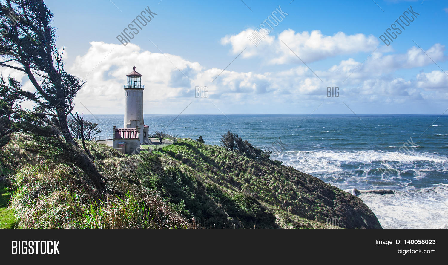 the lighthouse sitting atop the outermost point of cape