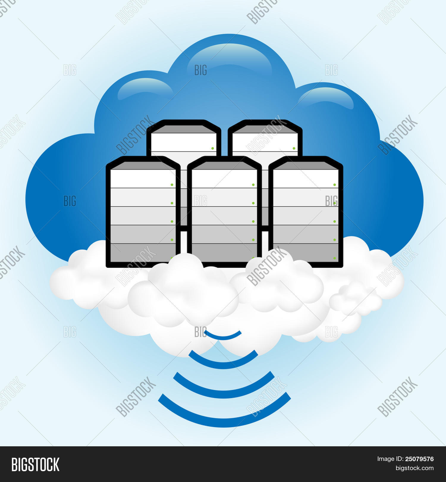 云计算的概念.坐落在"云"的广播数据通过无线方式的计算机服务器.