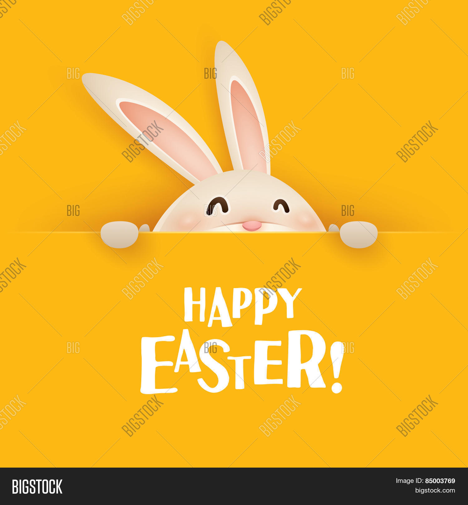 happy easter! easter bunny with big sign