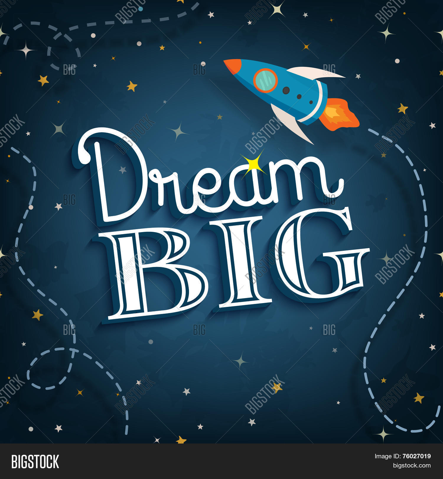 dream big cute inspirational typographic quote poster vector