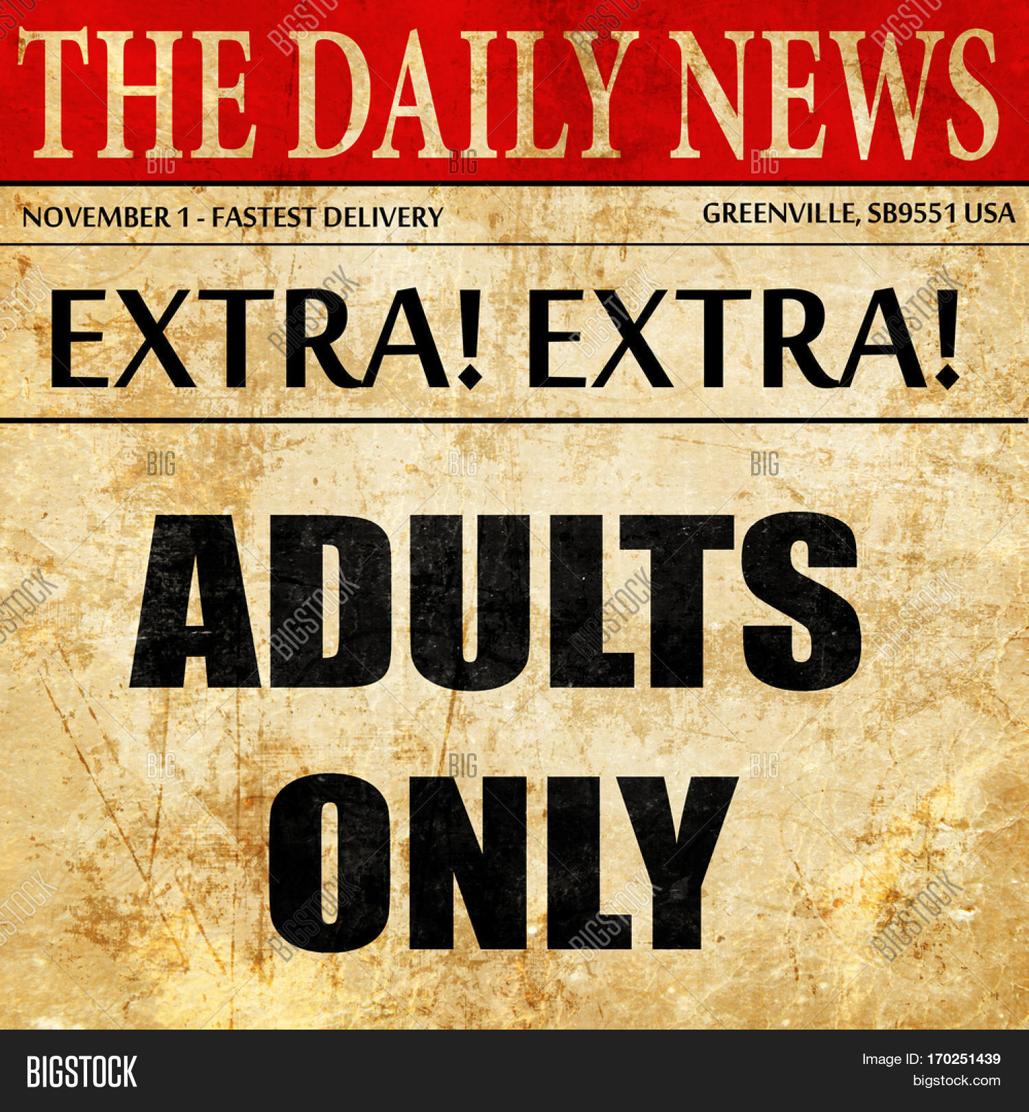 adults only sign, newspaper article text