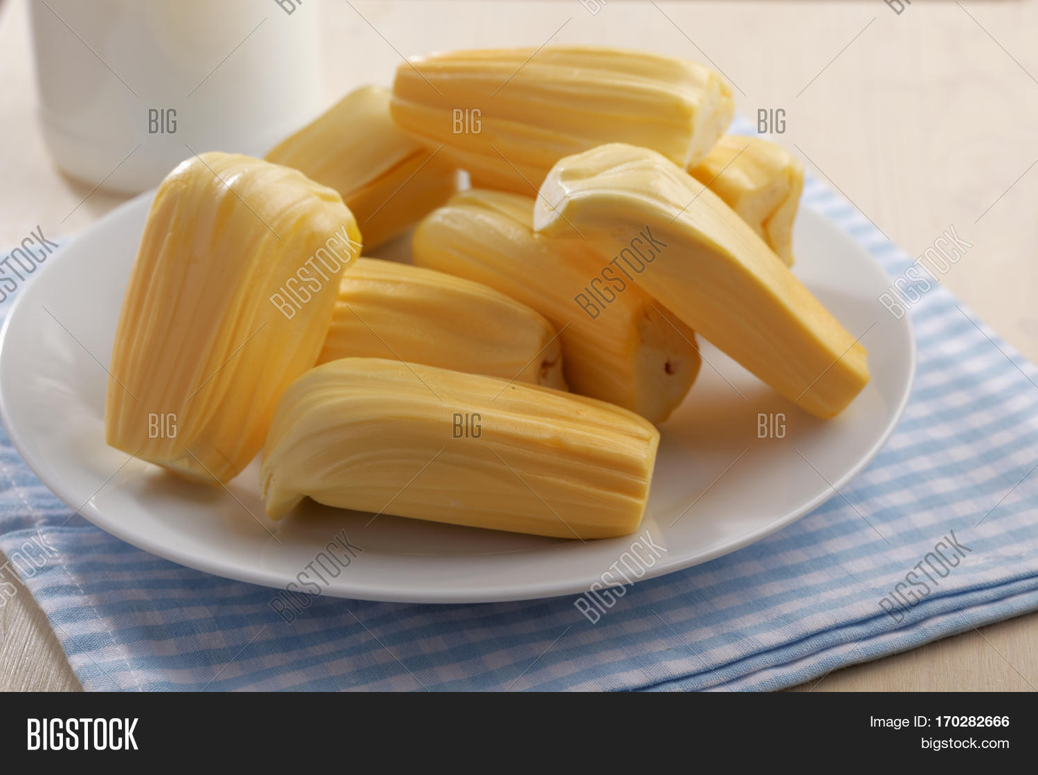 jackfruit flesh on a kitchen table