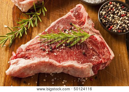 thick raw t-bone steak