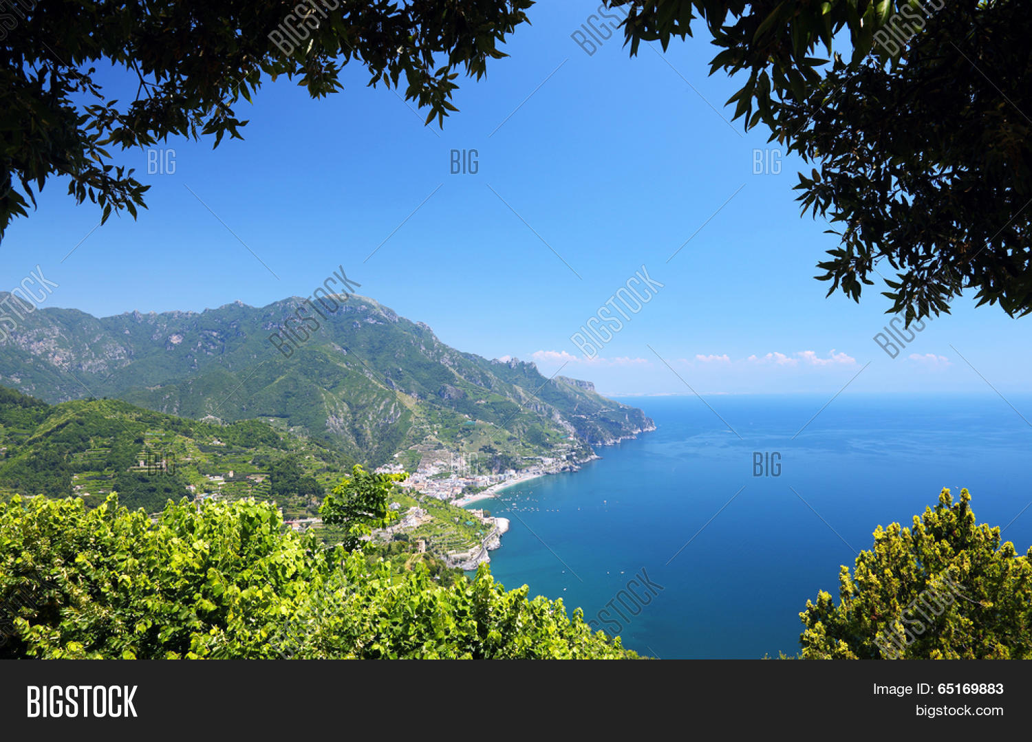 view of the amalfi coast of tyrrhenian sea (campania, italy)