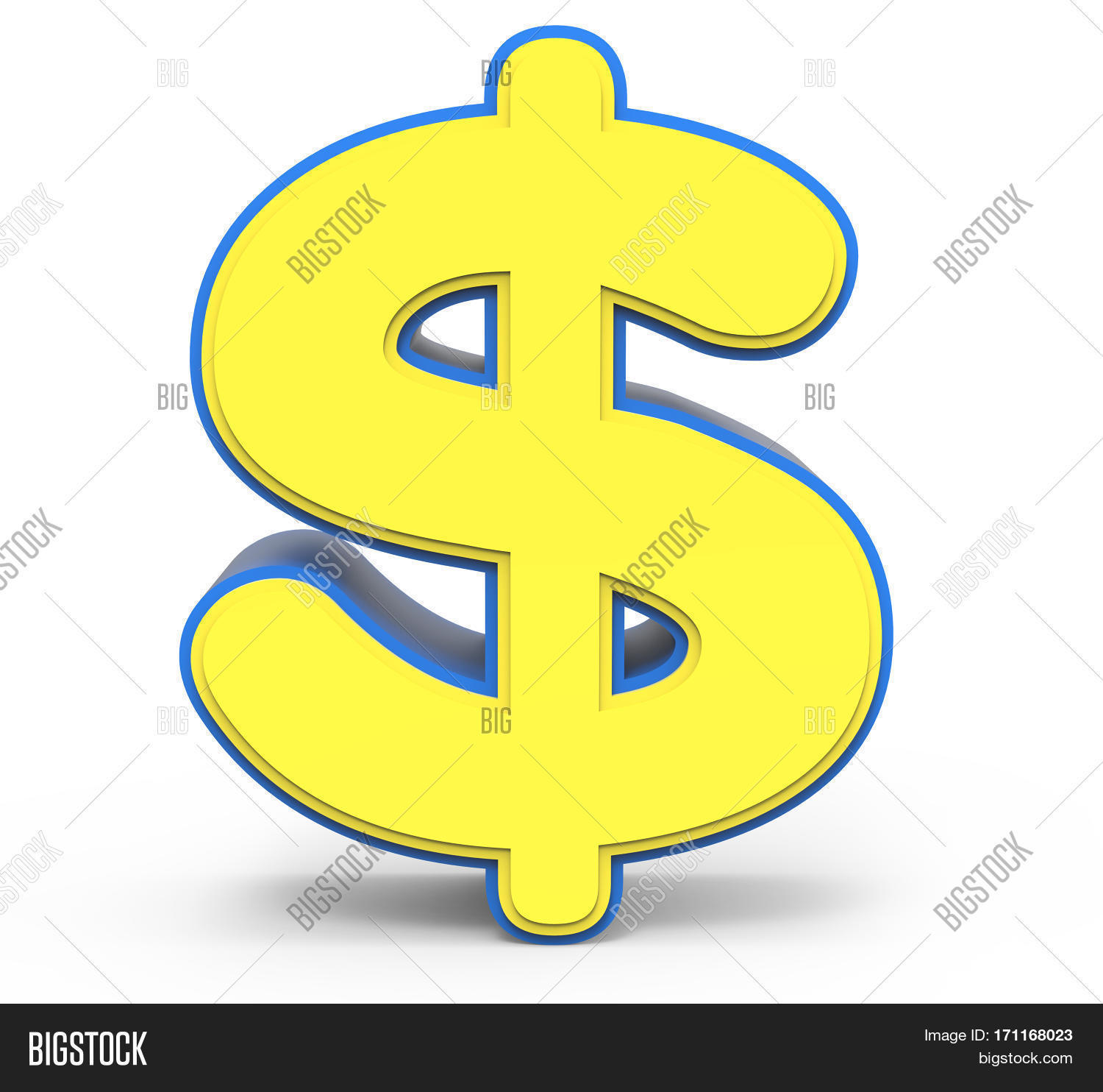 cute yellow dollar sign yellow sign with blue frame toy like