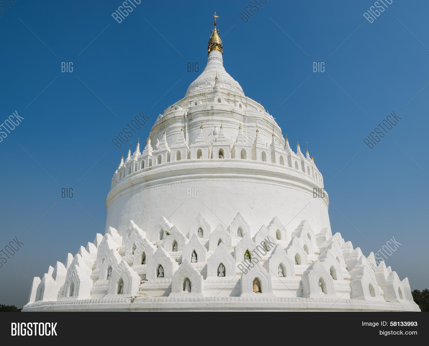 white pagoda of hsinbyume (myatheindan) in mingun, myanmar