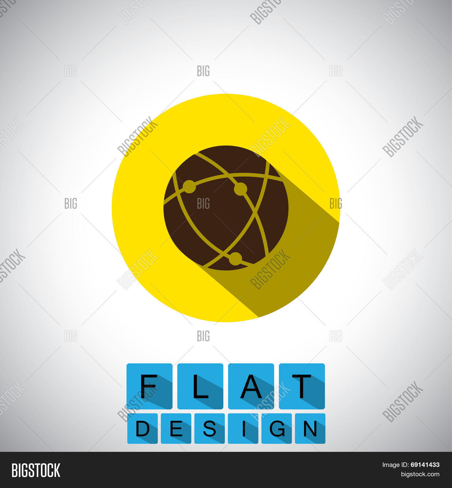 flat design icon of global network wired world - vector graphic.