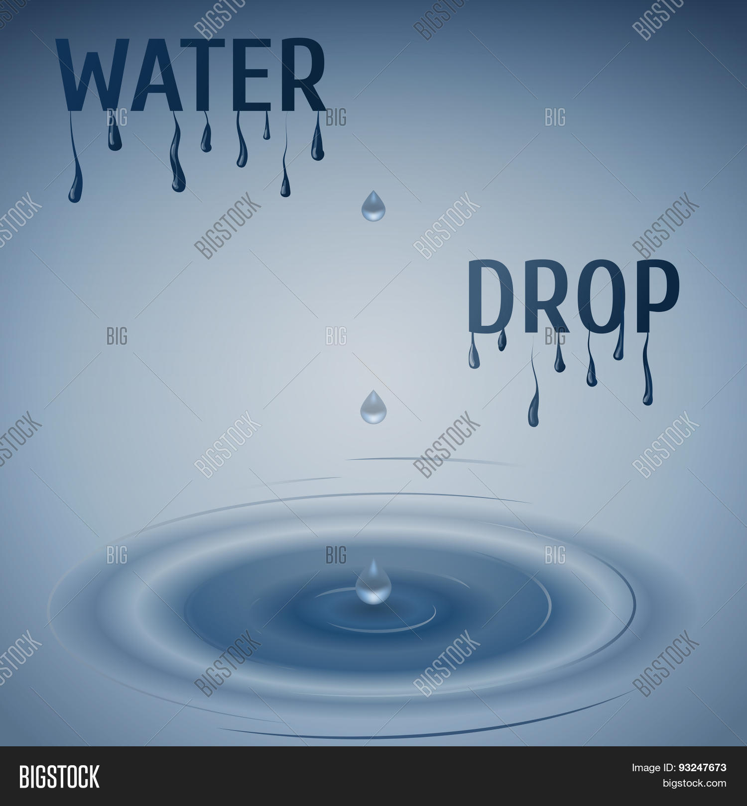 falling drops of water, the ripples