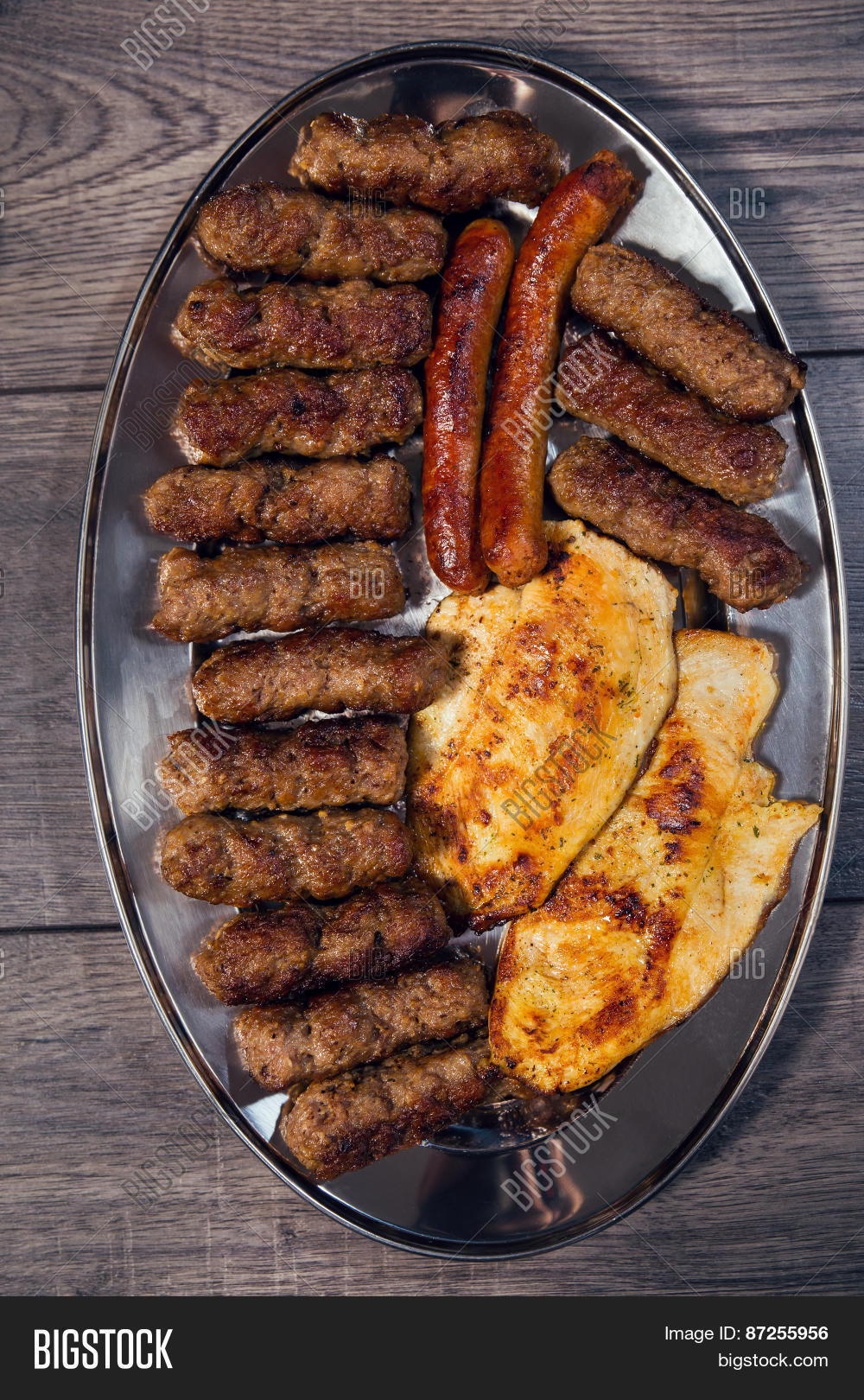 grilled kebab, turkish style barbecued meat on plate