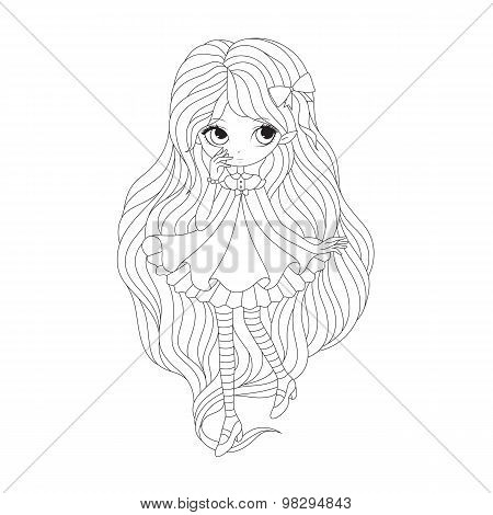 coloring book page - girl elf