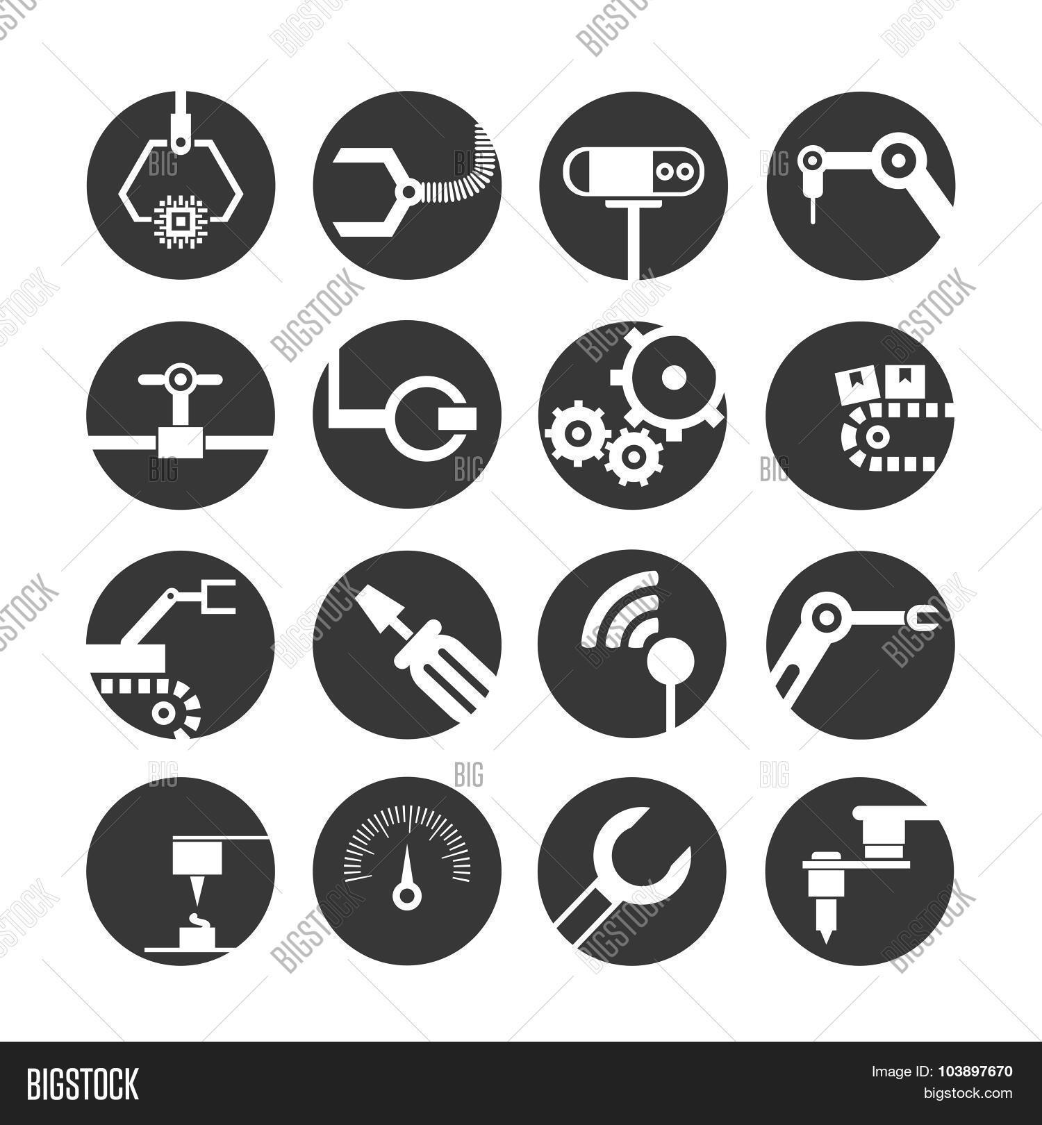 mechanical icons, automation icons Stock Vector & Stock Photos | Bigstock