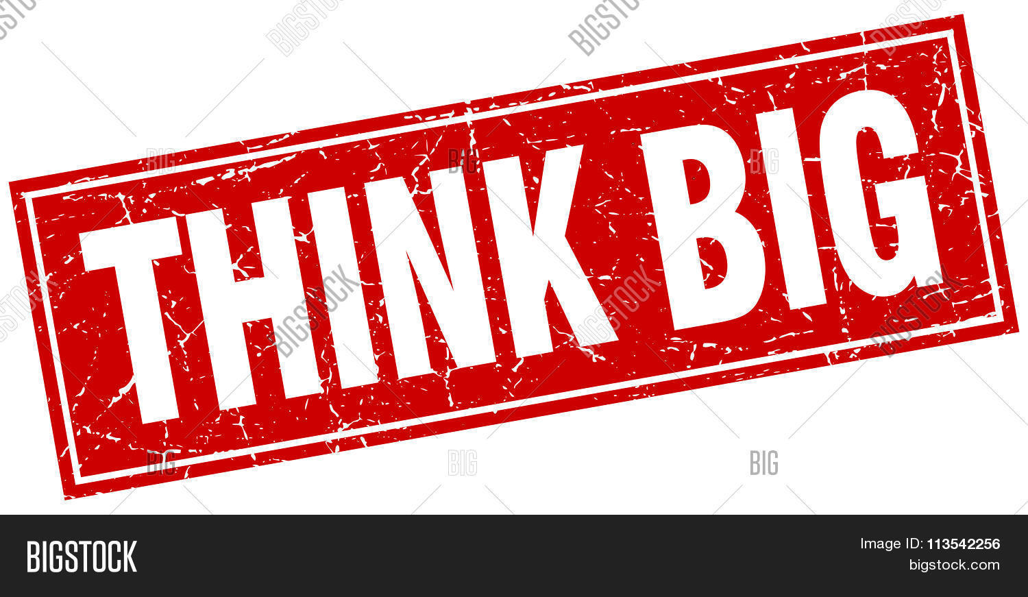 think big red square grunge stamp on white
