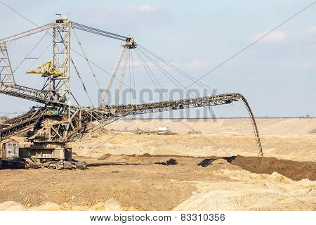 opencast brown coal mine. giant excavator.