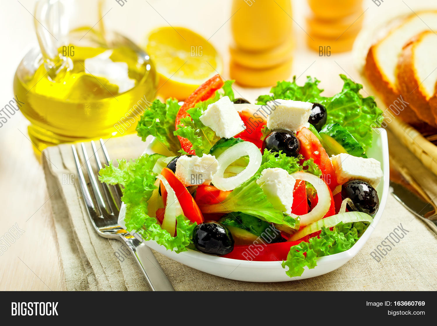 greek vegetable salad with feta cheese, healthy life style food.