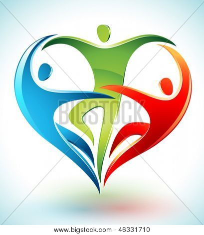 矢量图的三个数字跳舞和成形的心