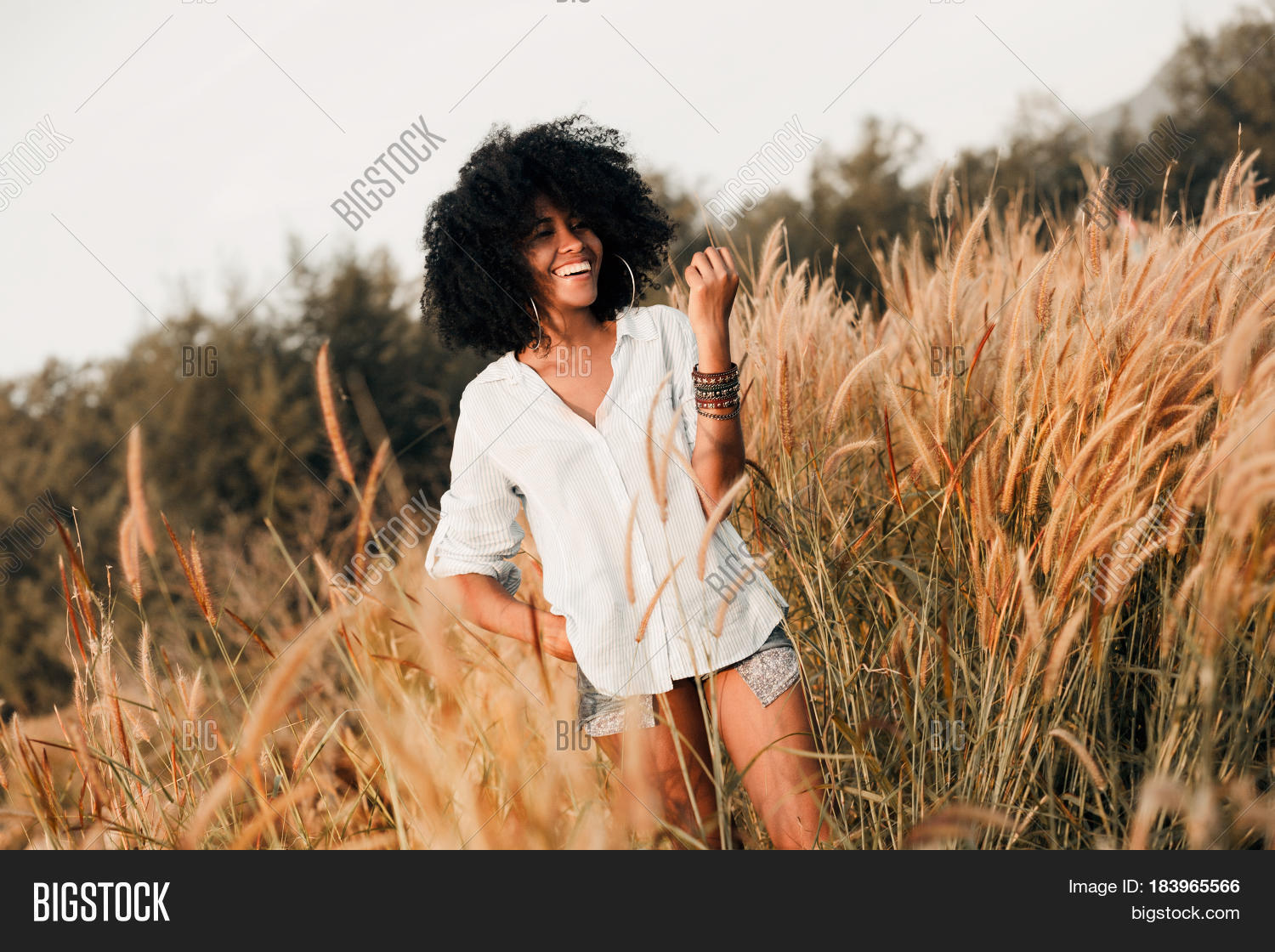 laughing girl on field