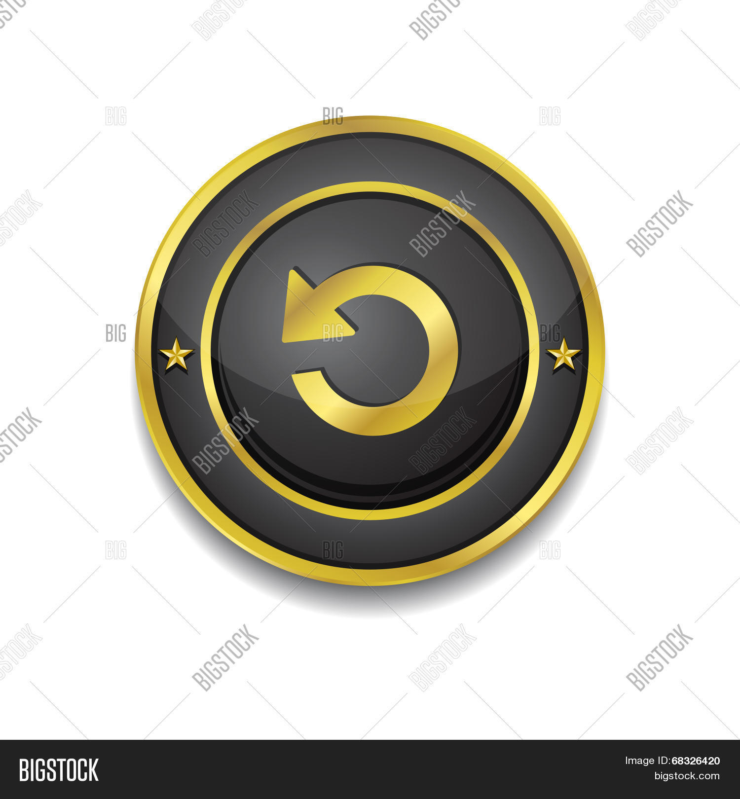 reset circular vector golden black web icon button