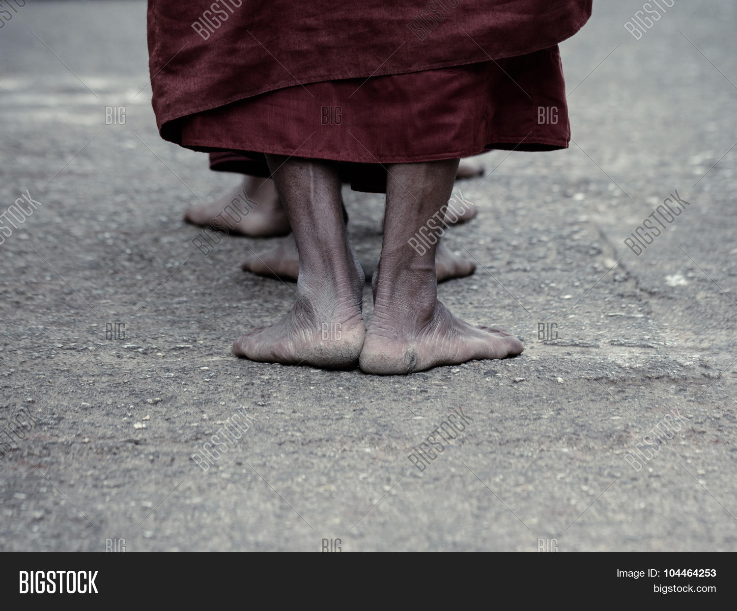 dramatic picture of ascetic buddhist monk walking pray at the
