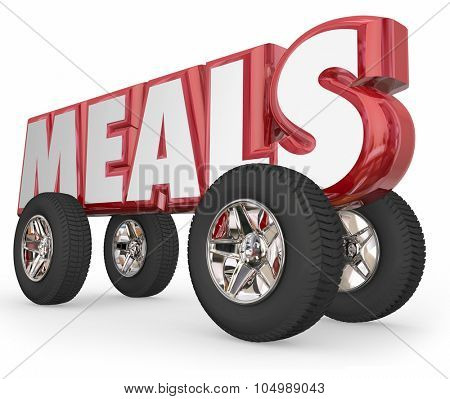 letters on wheels or tires to illustrate volunteers delivering