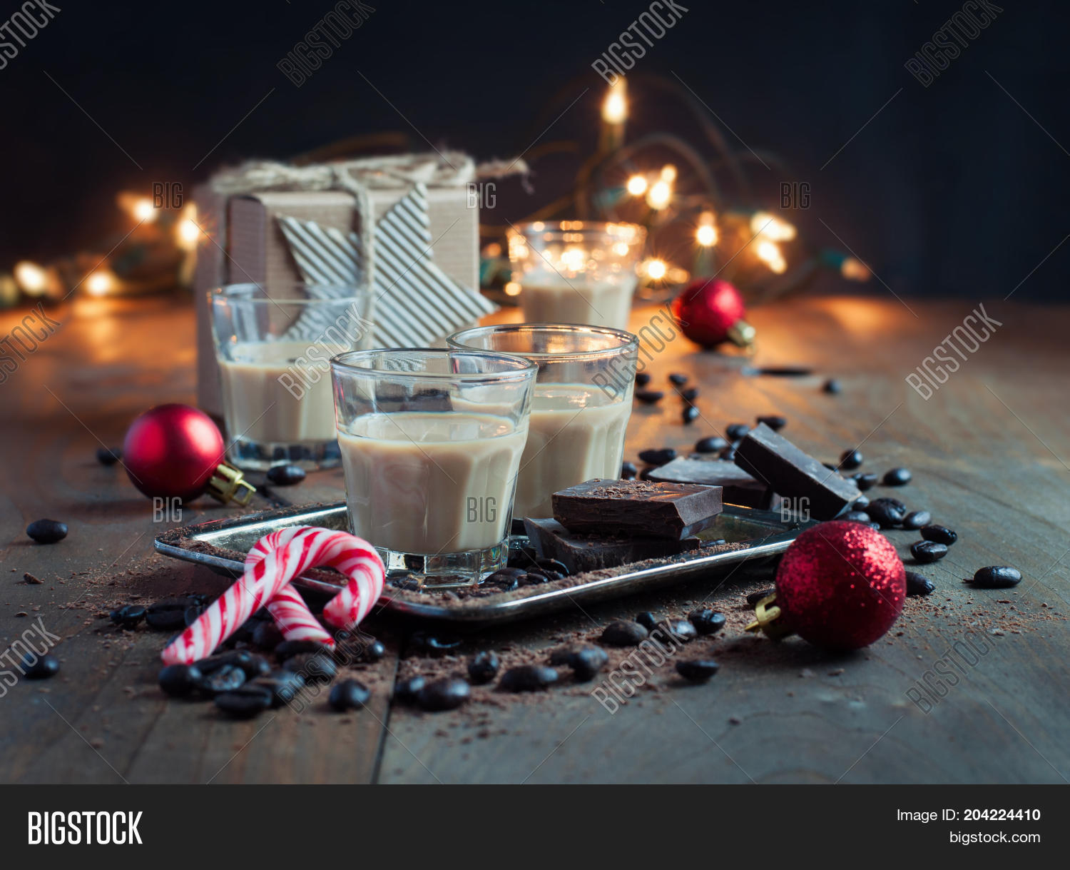 homemade baileys or coffee liqueur in shot glasses roasted