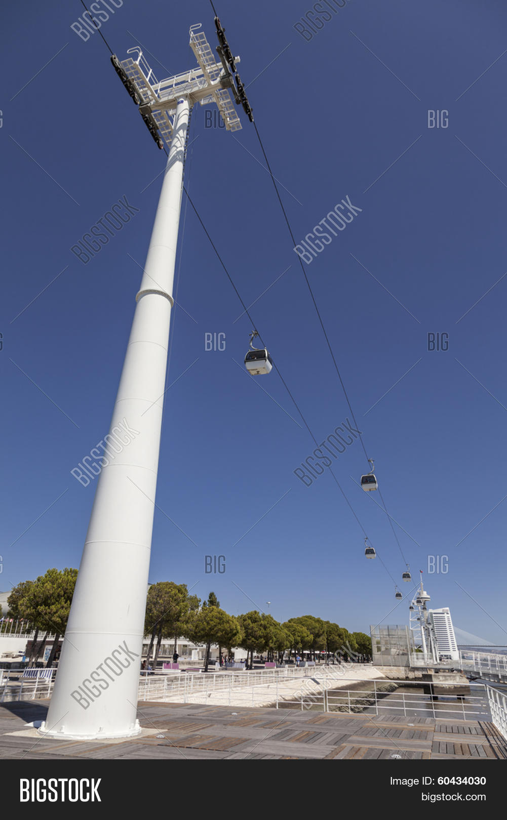 aerial tramway in the nations park (parque das nacoes) in lisbon
