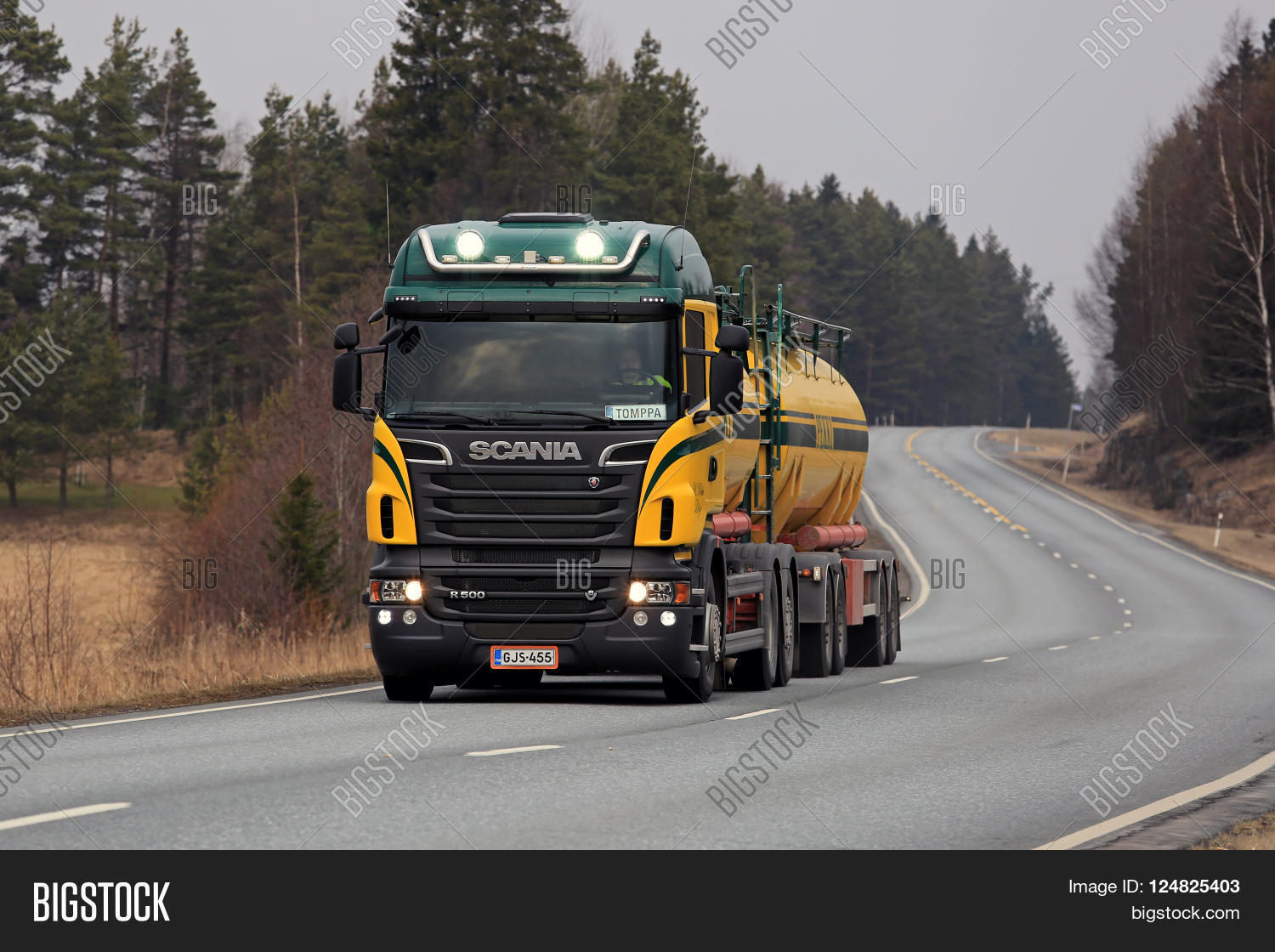 salo finland - march 28 2016: colorful scania r500 tank truck on