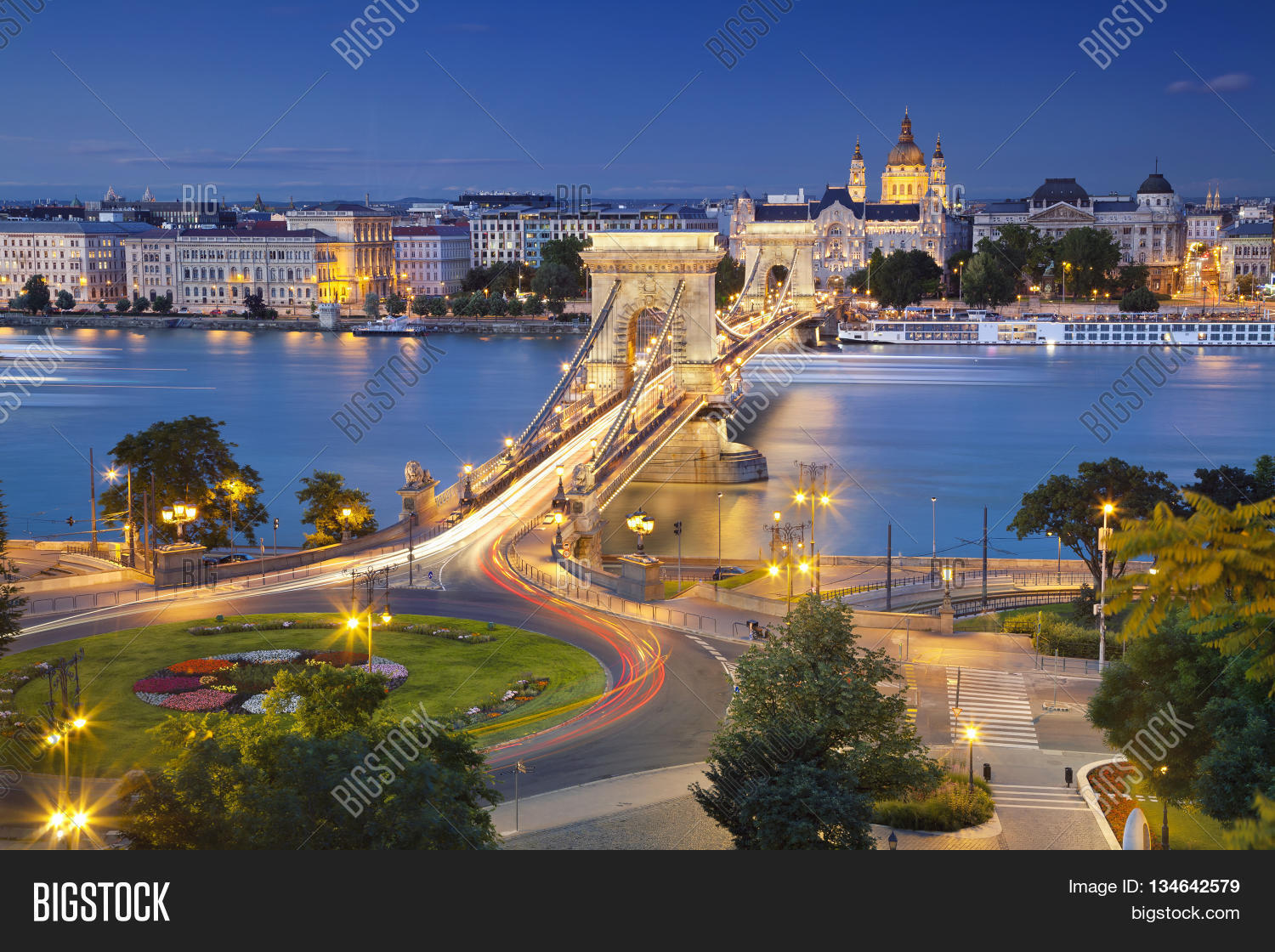 image of budapest, capital city of hungary, during twiligh
