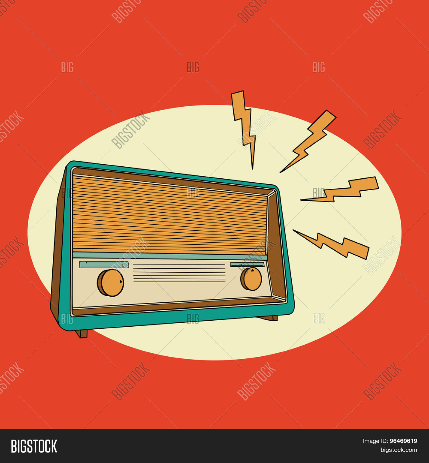 retro classic radio on vintage background.