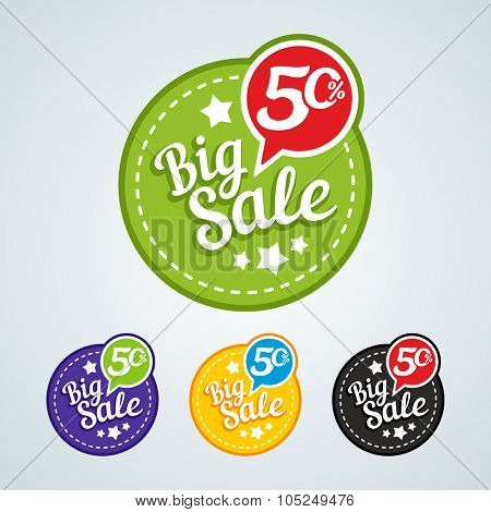 big sale of 50 percent of the round label.