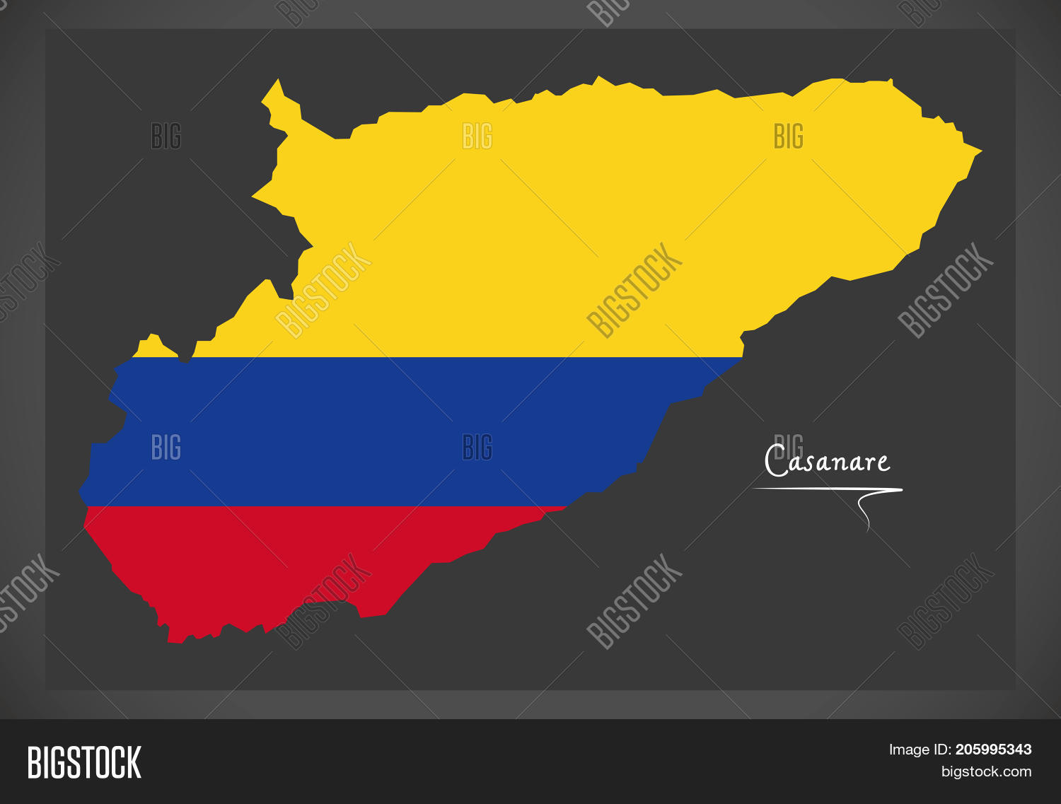 casanare map of colombia with colombian national flag