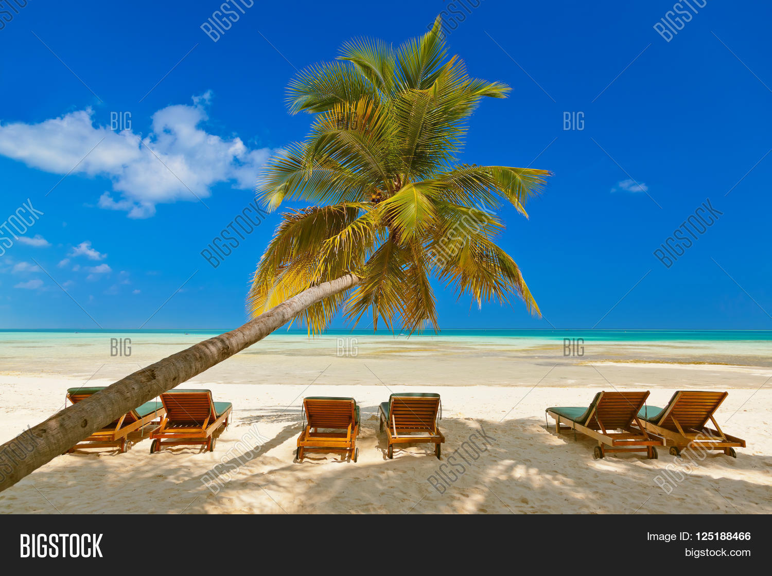 sunbed on maldives beach - nature vacation background