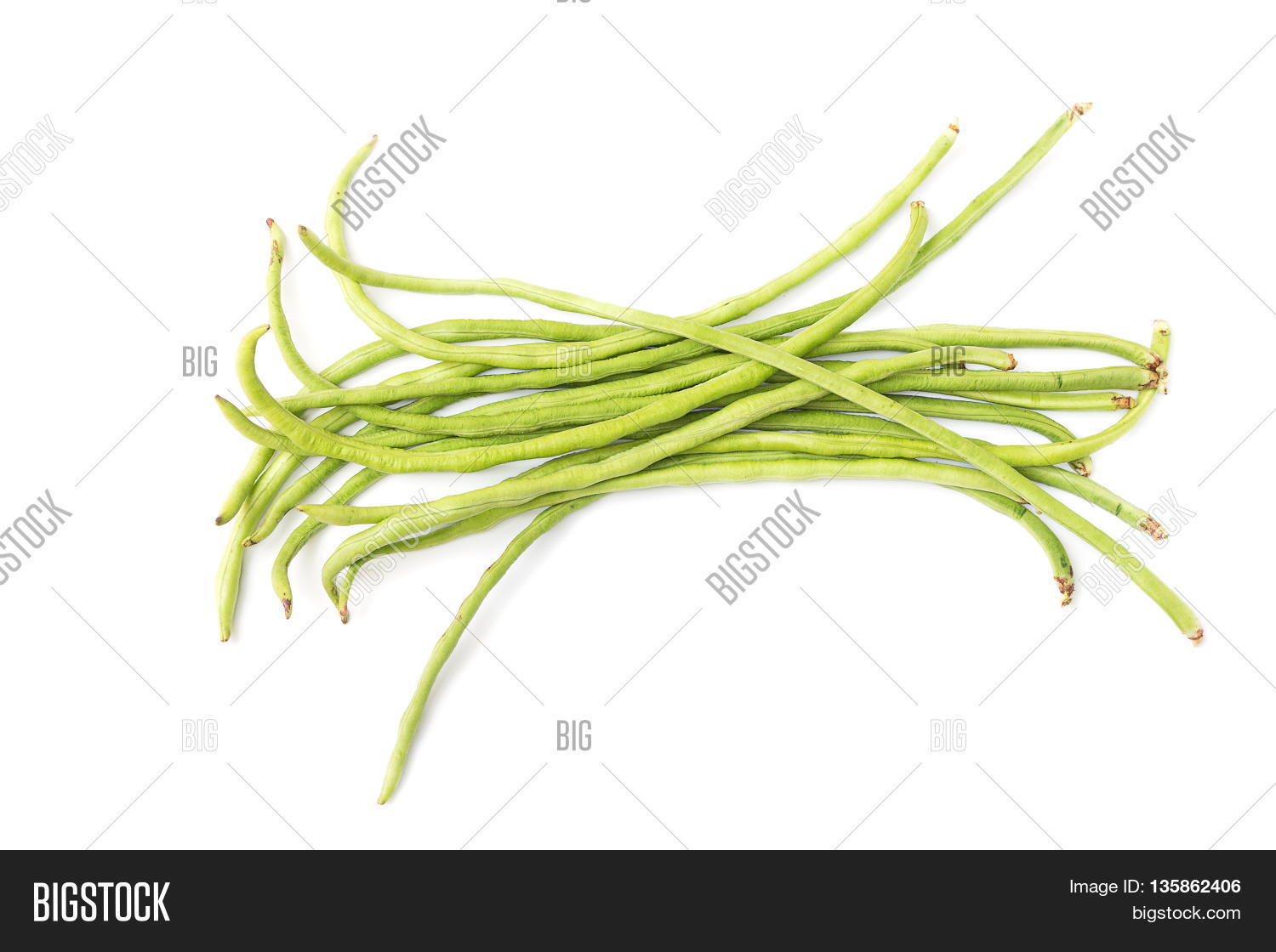 fresh long beans,cow-peas,yardlong bean on a white background.