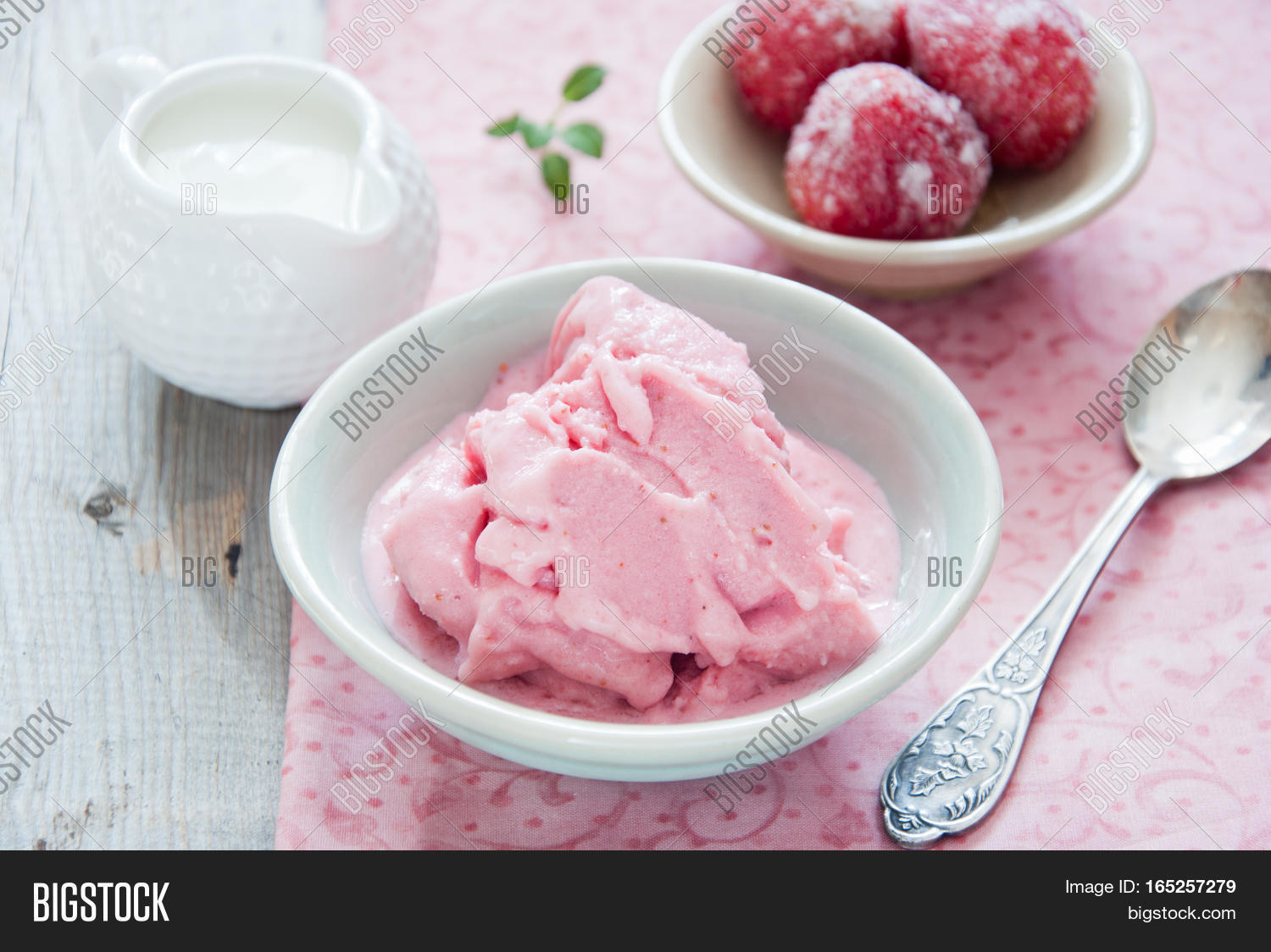 homemade frozen strawberry yogurt, homemade ice cream fast