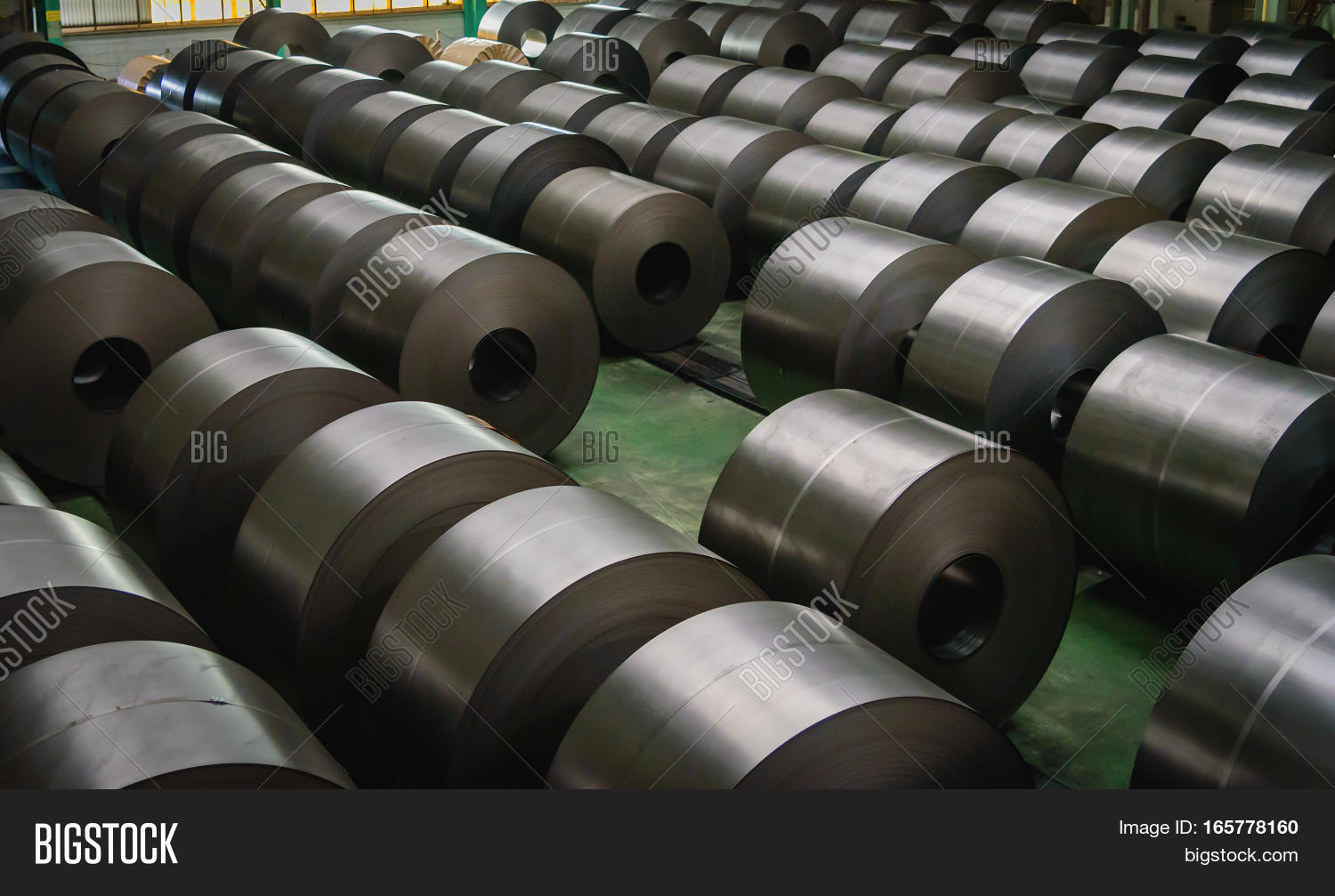 cold rolled steel coil at storage area in steel industry plant.
