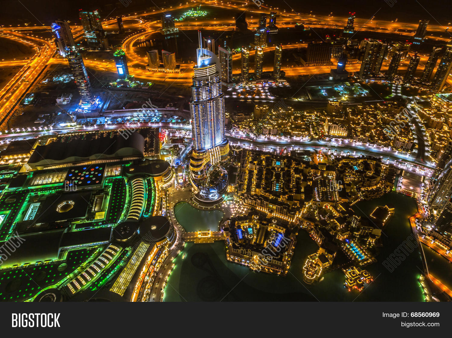 dubai, uae -1 april 2014: panorama of city centre in dubai at