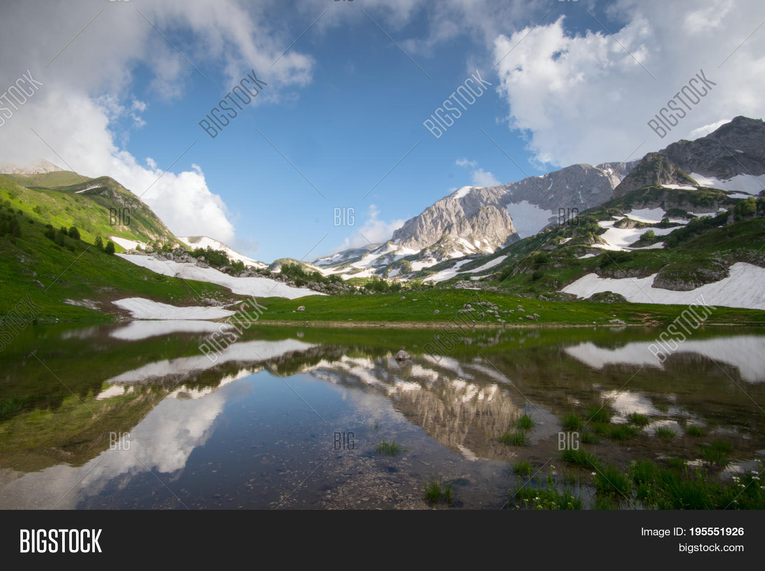 view mountain landscape with lake in nature park outdoor