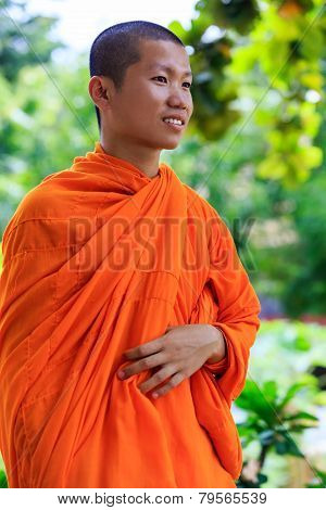 portrait of young buddhist monk