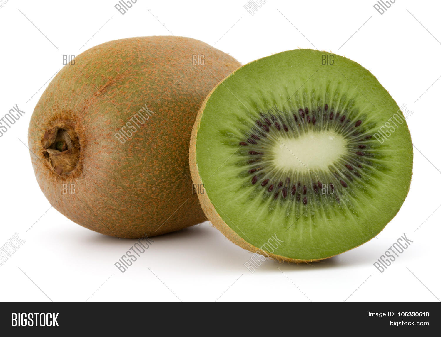 sliced kiwi fruit isolated on white background cutout