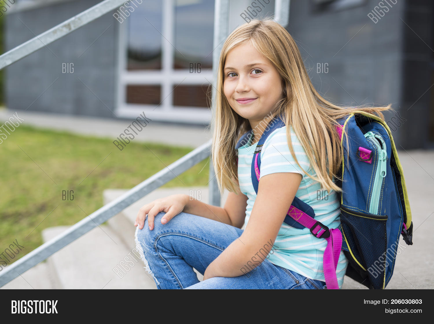 a nine years old girl student at school