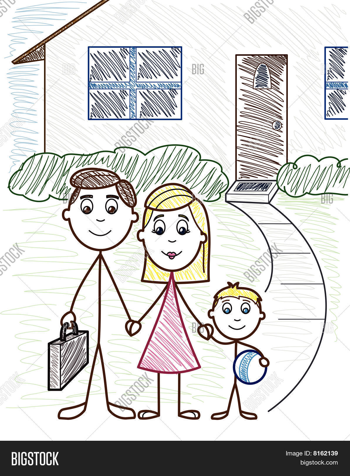 保存 this is a vector illustration of a stick figure familynin